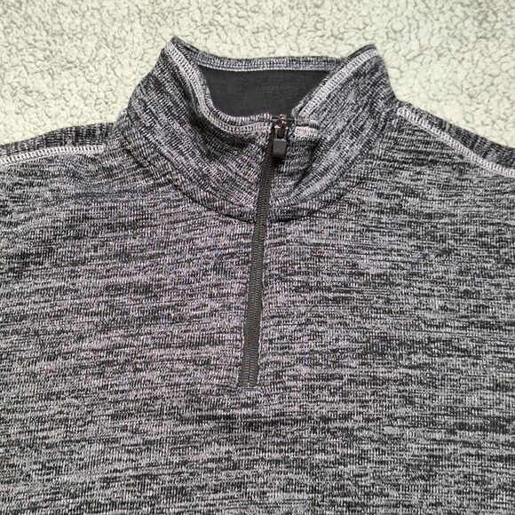 Eddie Bauer 1/4 Zip Pullover Sweater Men's Size Large Striped Black/Gray - Picture 2 of 9